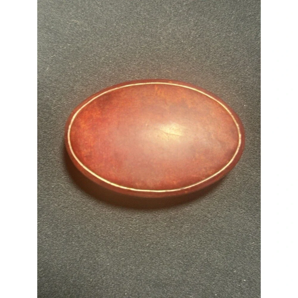 Vtg. Itilian Cuff Link/Jewelry/Pil Trinket Box Leather w/Gold Embossed Trim 3